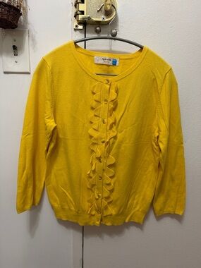 Sparrow Yellow Ruffle-Front Women’s Sweater